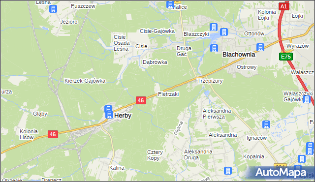 mapa Pietrzaki, Pietrzaki na mapie Targeo