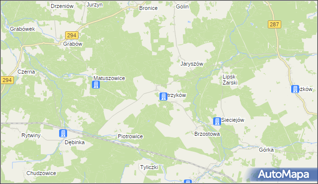 mapa Pietrzyków gmina Lipinki Łużyckie, Pietrzyków gmina Lipinki Łużyckie na mapie Targeo