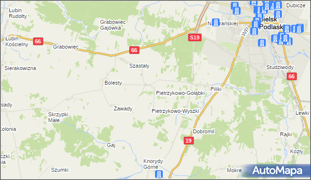 mapa Pietrzykowo-Gołąbki, Pietrzykowo-Gołąbki na mapie Targeo