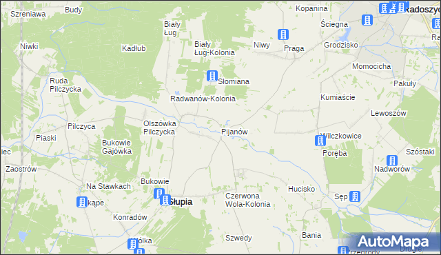 mapa Pijanów, Pijanów na mapie Targeo