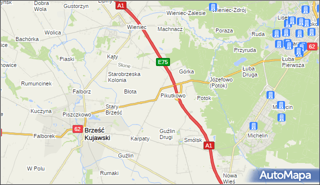 mapa Pikutkowo, Pikutkowo na mapie Targeo