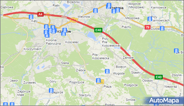 mapa Piła Kościelecka, Piła Kościelecka na mapie Targeo