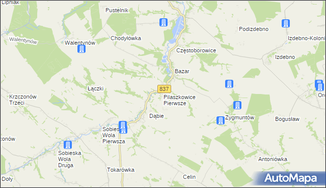 mapa Pilaszkowice Pierwsze, Pilaszkowice Pierwsze na mapie Targeo