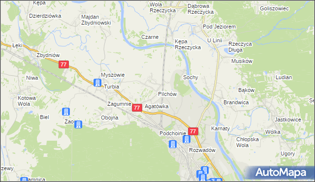 mapa Pilchów, Pilchów na mapie Targeo