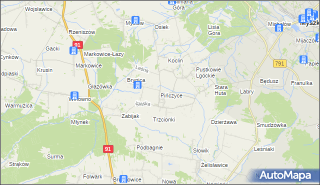 mapa Pińczyce, Pińczyce na mapie Targeo