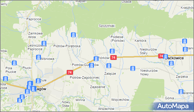 mapa Piórków, Piórków na mapie Targeo