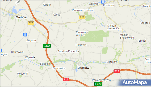 mapa Piotrawin gmina Jastków, Piotrawin gmina Jastków na mapie Targeo