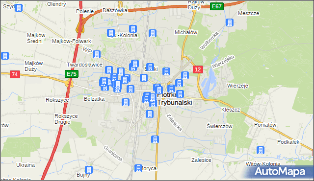 mapa Piotrków Trybunalski, Piotrków Trybunalski na mapie Targeo
