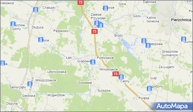 mapa Piotrkowice gmina Chmielnik, Piotrkowice gmina Chmielnik na mapie Targeo