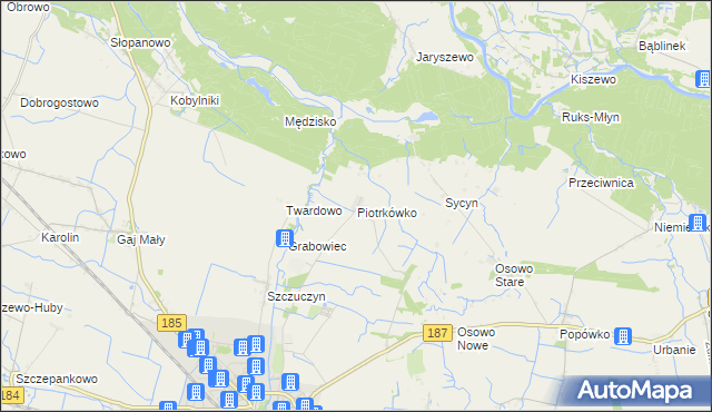 mapa Piotrkówko gmina Szamotuły, Piotrkówko gmina Szamotuły na mapie Targeo