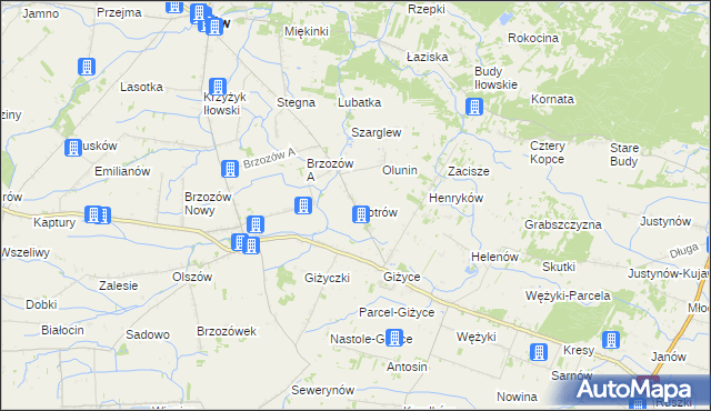 mapa Piotrów gmina Iłów, Piotrów gmina Iłów na mapie Targeo