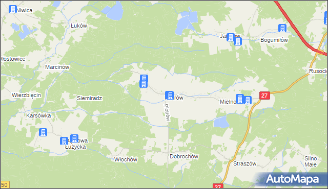 mapa Piotrów gmina Przewóz, Piotrów gmina Przewóz na mapie Targeo