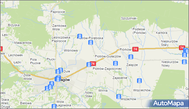 mapa Piotrów-Gułaczów, Piotrów-Gułaczów na mapie Targeo