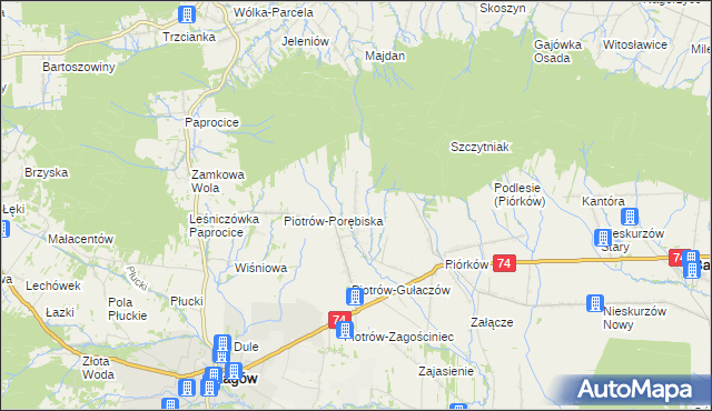 mapa Piotrów-Podłazy, Piotrów-Podłazy na mapie Targeo