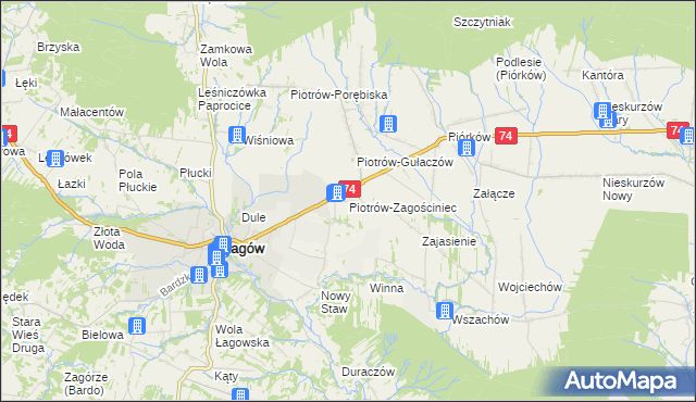 mapa Piotrów-Zagościniec, Piotrów-Zagościniec na mapie Targeo