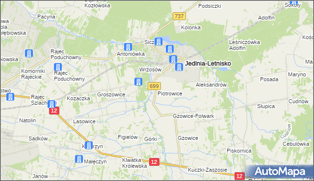 mapa Piotrowice gmina Jedlnia-Letnisko, Piotrowice gmina Jedlnia-Letnisko na mapie Targeo