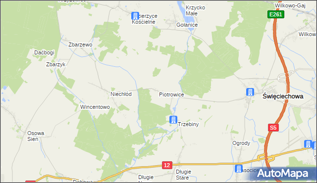 mapa Piotrowice gmina Święciechowa, Piotrowice gmina Święciechowa na mapie Targeo