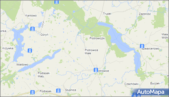 mapa Piotrowice Małe gmina Biskupiec, Piotrowice Małe gmina Biskupiec na mapie Targeo