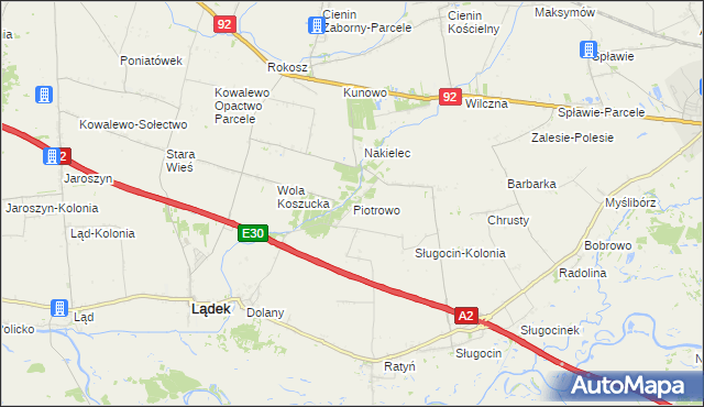 mapa Piotrowo gmina Lądek, Piotrowo gmina Lądek na mapie Targeo