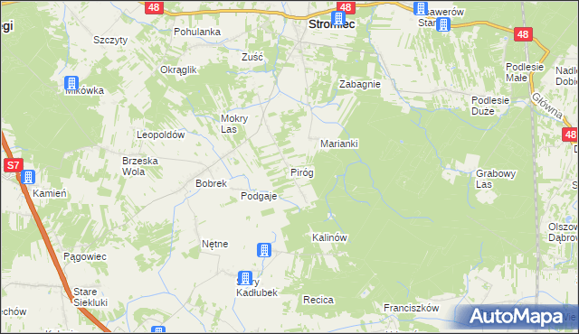 mapa Piróg gmina Stromiec, Piróg gmina Stromiec na mapie Targeo