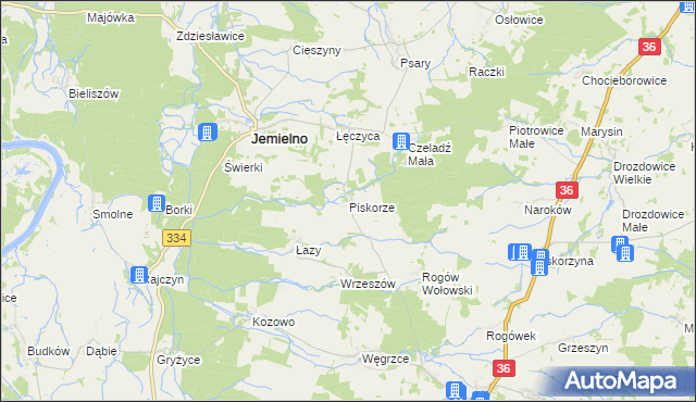 mapa Piskorze, Piskorze na mapie Targeo