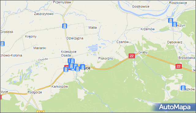 mapa Piskorzno, Piskorzno na mapie Targeo