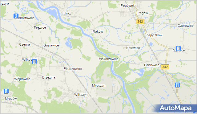 mapa Piskorzowice, Piskorzowice na mapie Targeo