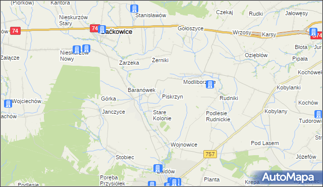 mapa Piskrzyn, Piskrzyn na mapie Targeo