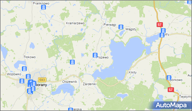 mapa Piszewo, Piszewo na mapie Targeo