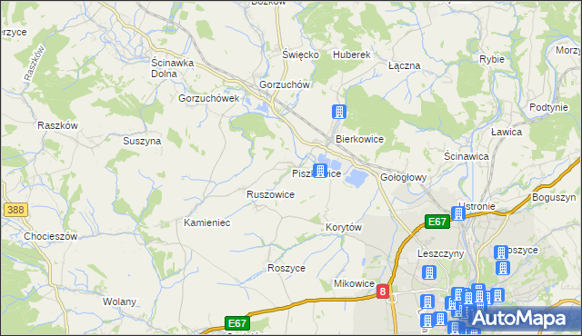mapa Piszkowice, Piszkowice na mapie Targeo