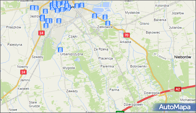 mapa Placencja, Placencja na mapie Targeo