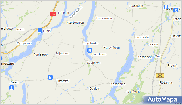 mapa Płaczkowo gmina Trzemeszno, Płaczkowo gmina Trzemeszno na mapie Targeo
