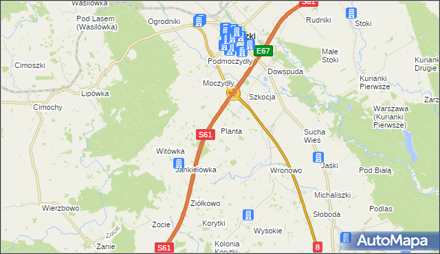 mapa Planta gmina Raczki, Planta gmina Raczki na mapie Targeo