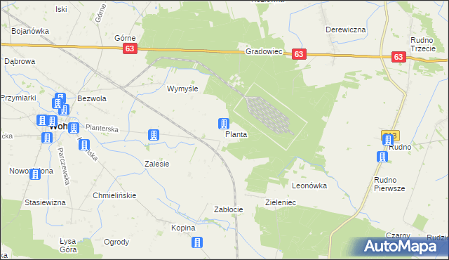 mapa Planta gmina Wohyń, Planta gmina Wohyń na mapie Targeo