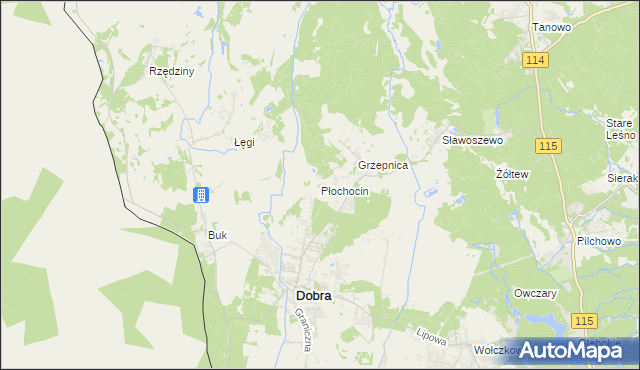 mapa Płochocin gmina Dobra (Szczecińska), Płochocin gmina Dobra (Szczecińska) na mapie Targeo