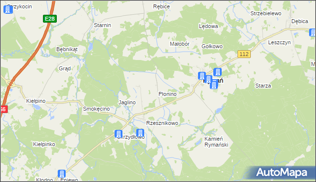 mapa Płonino, Płonino na mapie Targeo