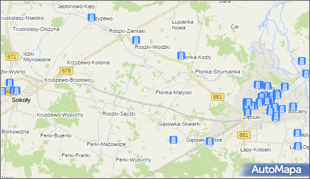 mapa Płonka-Matyski, Płonka-Matyski na mapie Targeo