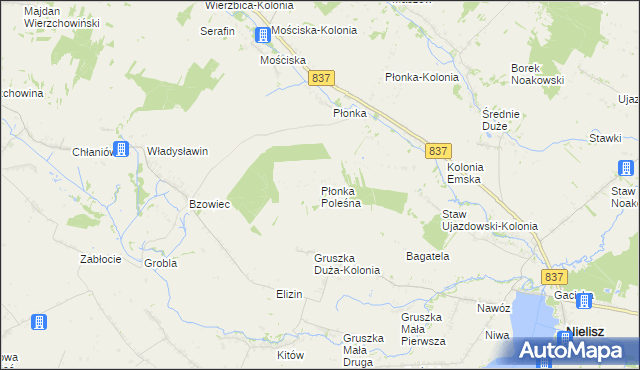 mapa Płonka Poleśna, Płonka Poleśna na mapie Targeo