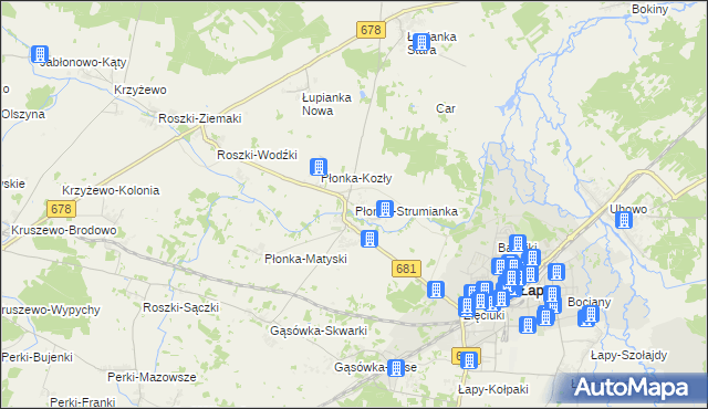 mapa Płonka-Strumianka, Płonka-Strumianka na mapie Targeo