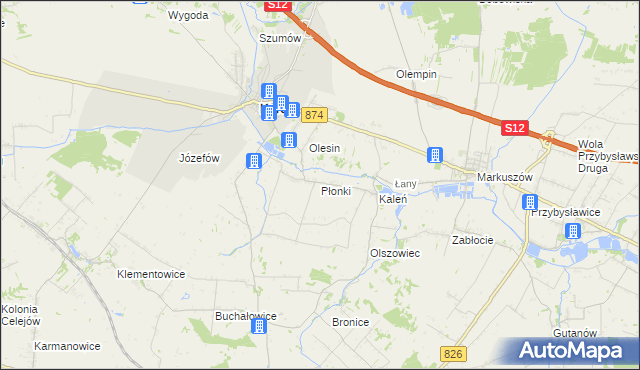 mapa Płonki, Płonki na mapie Targeo