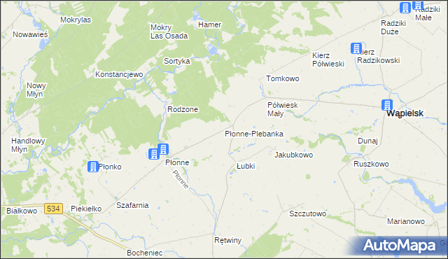 mapa Płonne-Plebanka, Płonne-Plebanka na mapie Targeo