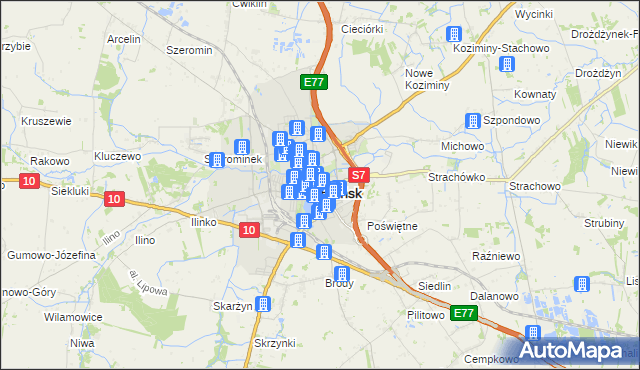 mapa Płońsk, Płońsk na mapie Targeo