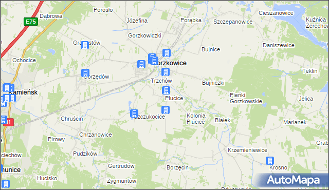 mapa Plucice, Plucice na mapie Targeo