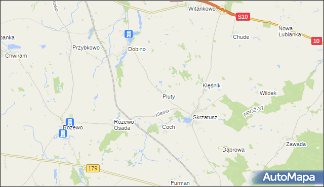 mapa Pluty gmina Szydłowo, Pluty gmina Szydłowo na mapie Targeo