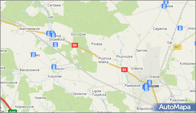 mapa Płużnica Wielka, Płużnica Wielka na mapie Targeo