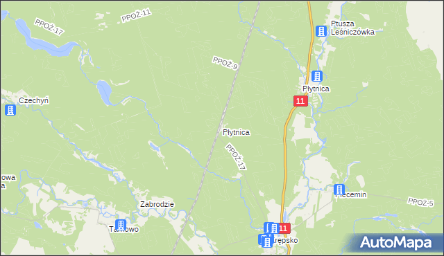 mapa Płytnica gmina Szydłowo, Płytnica gmina Szydłowo na mapie Targeo