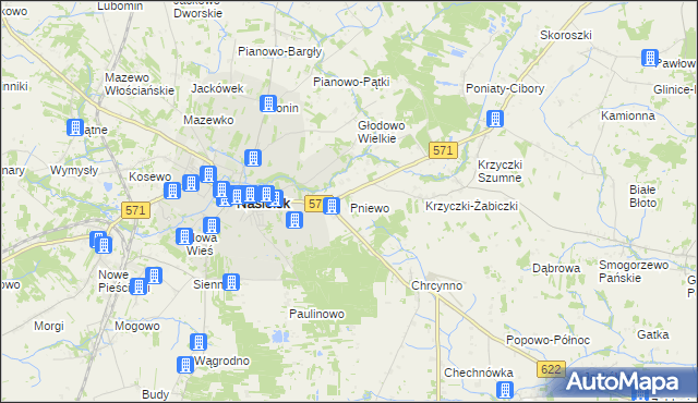 mapa Pniewo gmina Nasielsk, Pniewo gmina Nasielsk na mapie Targeo