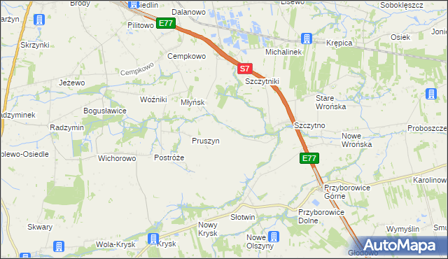 mapa Poczernin gmina Płońsk, Poczernin gmina Płońsk na mapie Targeo