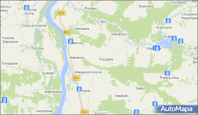 mapa Pocześle, Pocześle na mapie Targeo