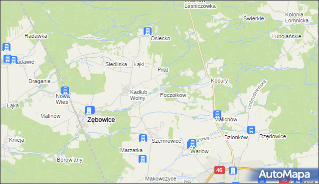 mapa Poczołków, Poczołków na mapie Targeo